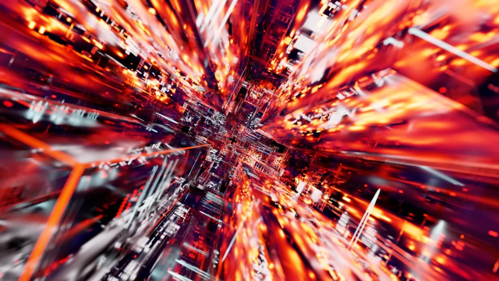 Abstract digital light burst in warm tones